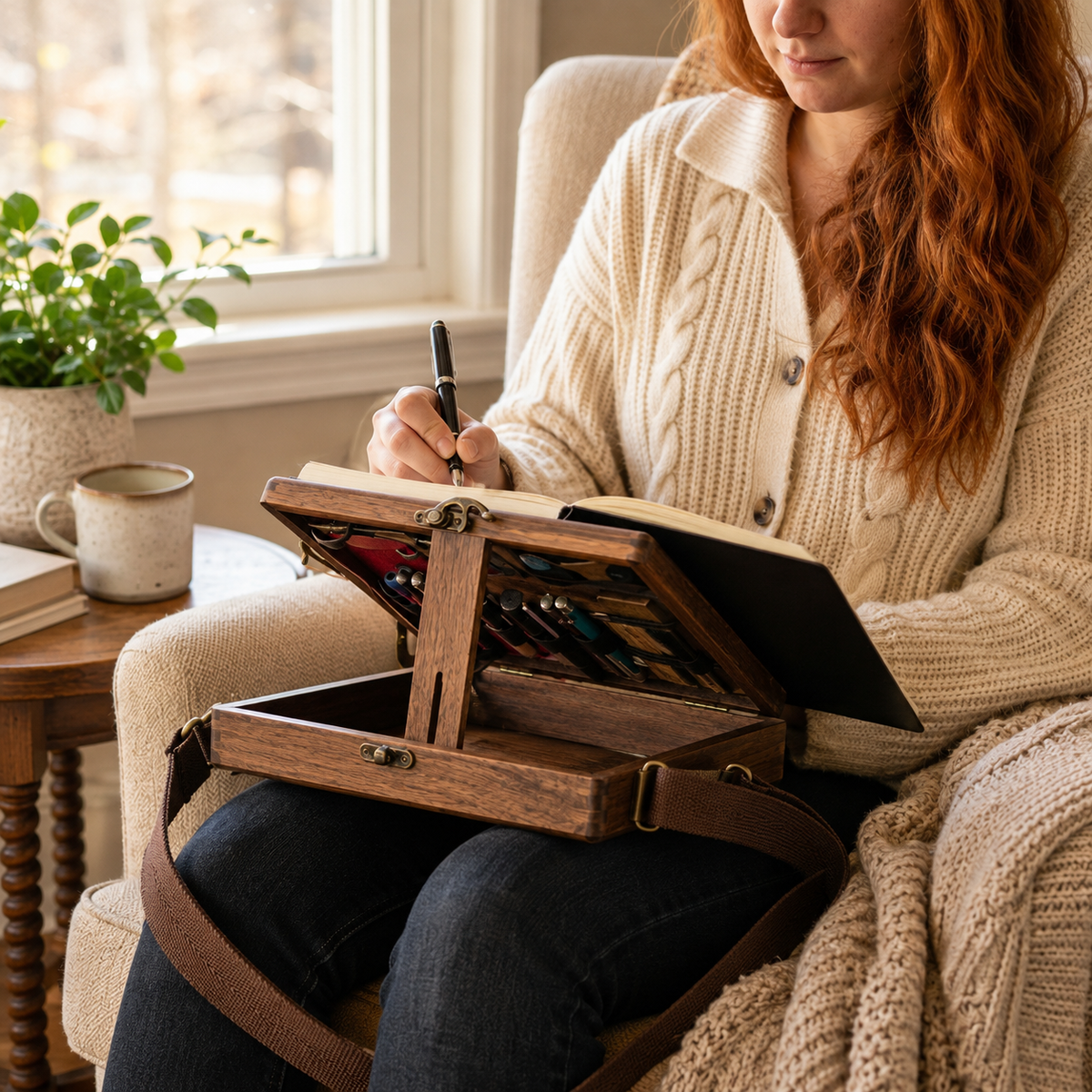The Messenger Box | Portable Wooden Writing & Art Organizer